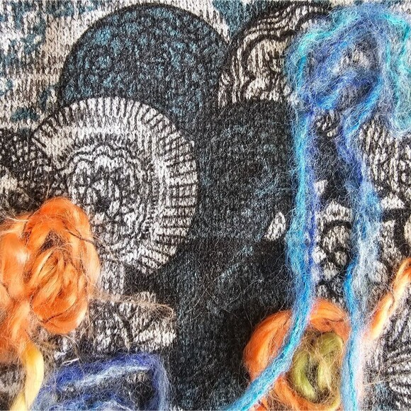 India Factory Hand-Painted Tunic Cowl Neck Art Top Size M One Of A Kind Piece - Picture 5 of 16